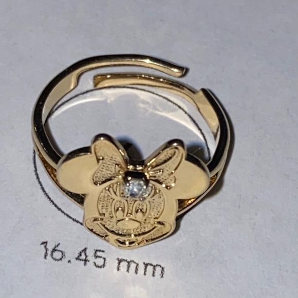 Vintage Y2K 2000 90s 22K Gold Plate Disney Minnie Mouse Gold Crystal Ring Size 6 - Picture 3 of 14